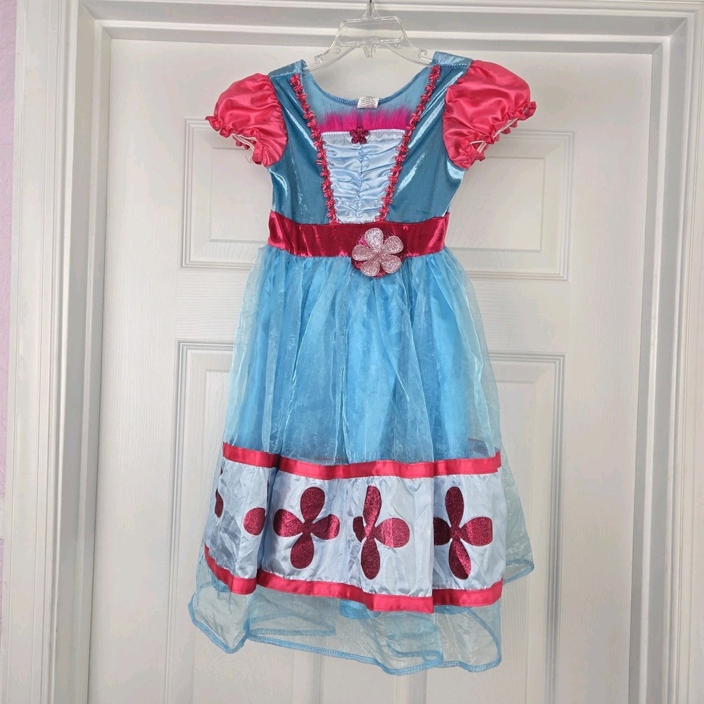 Trolls Poppy Costume Design Brand Dress Size 3-5 Blue Pink Blue Velvet And Tulle